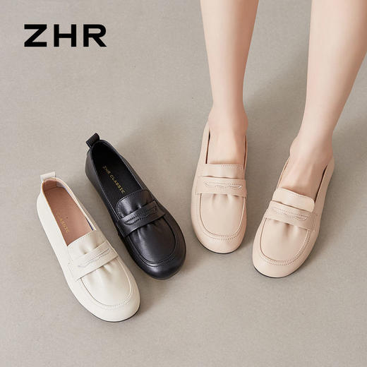 ZHR则则真皮乐福鞋软底一脚蹬单鞋女2024新款时尚百搭小皮鞋女鞋 商品图9