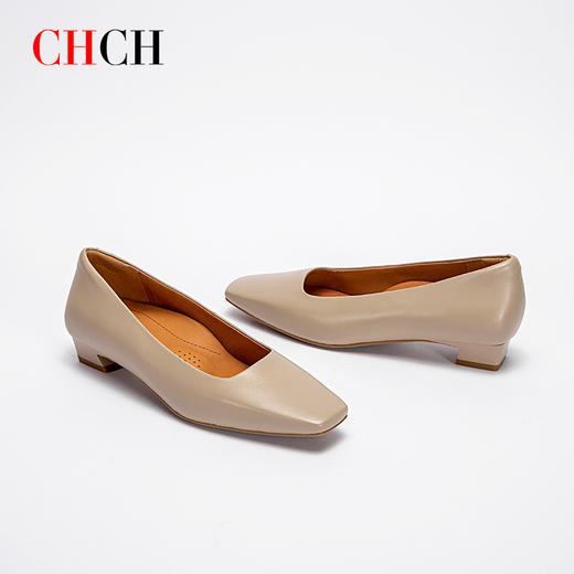 CHCH平衡鞋新款羊皮简约大方百搭粗跟女式通勤单鞋CN2B5101 商品图5