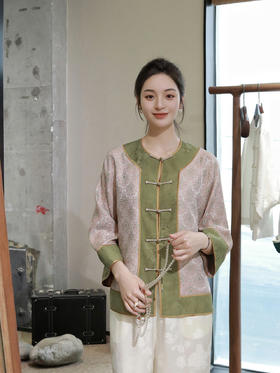 盛唐婧 |重缎真丝宋锦藻井纹对襟外套