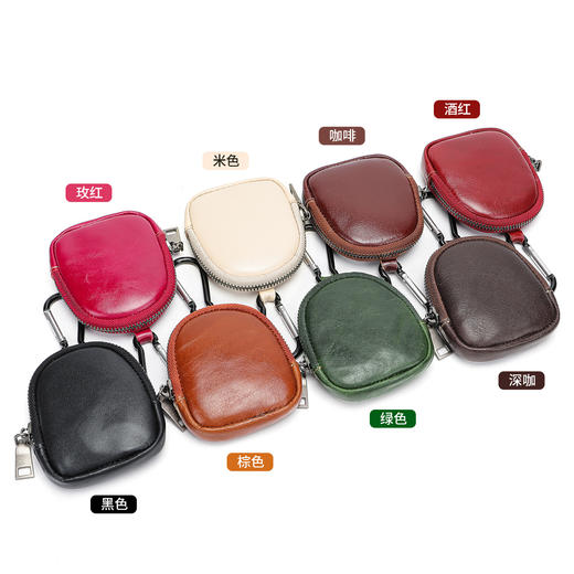 雀说 头层复古真皮小巧可爱零钱包 多功能耳机包迷你拉链钱包8061 商品图3