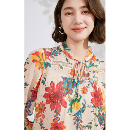 乔万尼夏新款衬衫木耳边复古设计中袖上衣EM2C833 商品图1