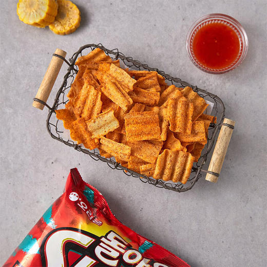 好丽友法式蒜香面包味/经典热辣味波浪形玉米片70g 香酥薄脆越嚼越香 050474/050475 商品图2