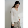 HeyDress麻感针织衫女春秋复古V领宽松慵懒休闲百搭套头气质上衣 商品缩略图2