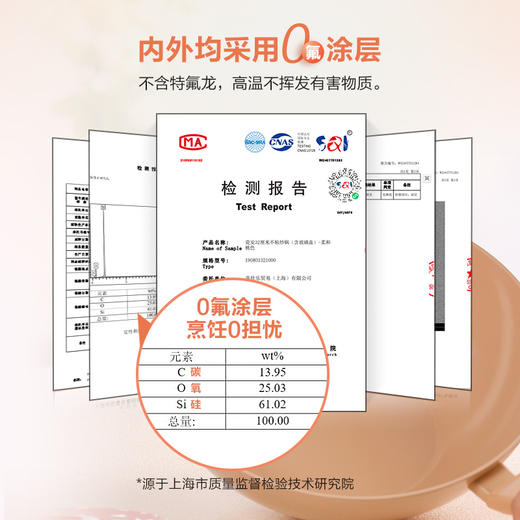 菲仕乐 瓷安不粘炒锅柔和桃色-赠配套玻璃盖及硅胶铲 商品图1