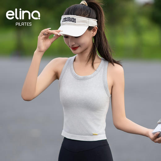 elina一恋水洗牛仔风瑜伽背心 EML3864 商品图6