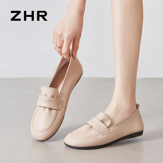 ZHR则则真皮乐福鞋软底一脚蹬单鞋女2024新款时尚百搭小皮鞋女鞋 商品图8