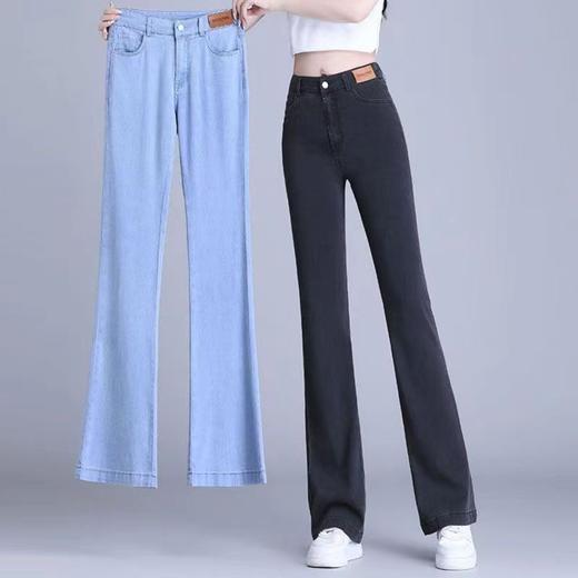 百媚生 天丝微喇牛仔裤女夏季薄款裤子高腰冰丝喇叭裤女9950 商品图1