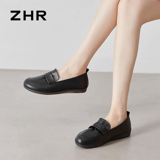 ZHR则则真皮乐福鞋软底一脚蹬单鞋女2024新款时尚百搭小皮鞋女鞋 商品图5