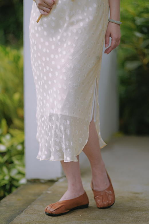 真丝剪花斜裁圆领旗袍MWJ-505 商品图6