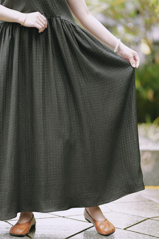 漫物记冠乐皱香云纱V领前后可穿连衣裙xys-141 商品图2