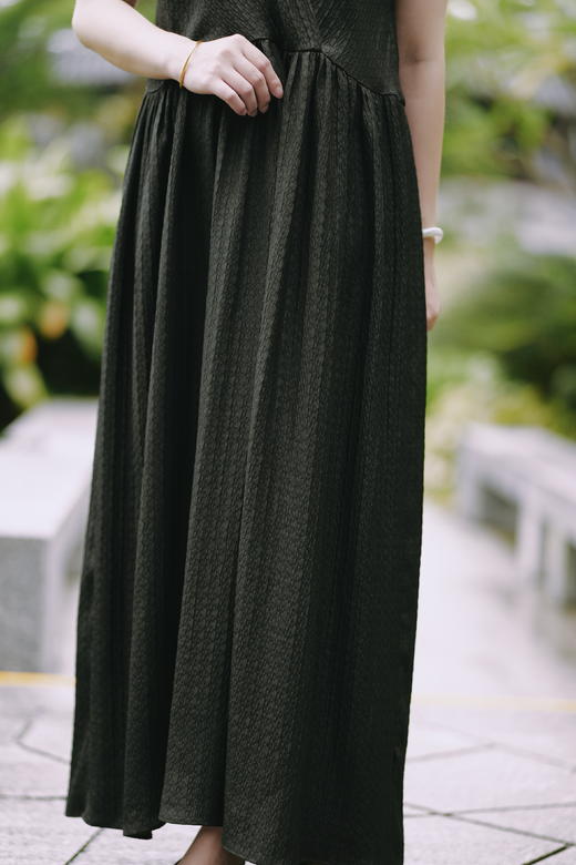 漫物记冠乐皱香云纱V领前后可穿连衣裙xys-141 商品图3