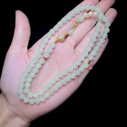 玉美人菲菲HZ#S925和田玉项链-圆珠约6mm 商品图0