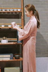 连肩喇叭袖旗袍Q1059