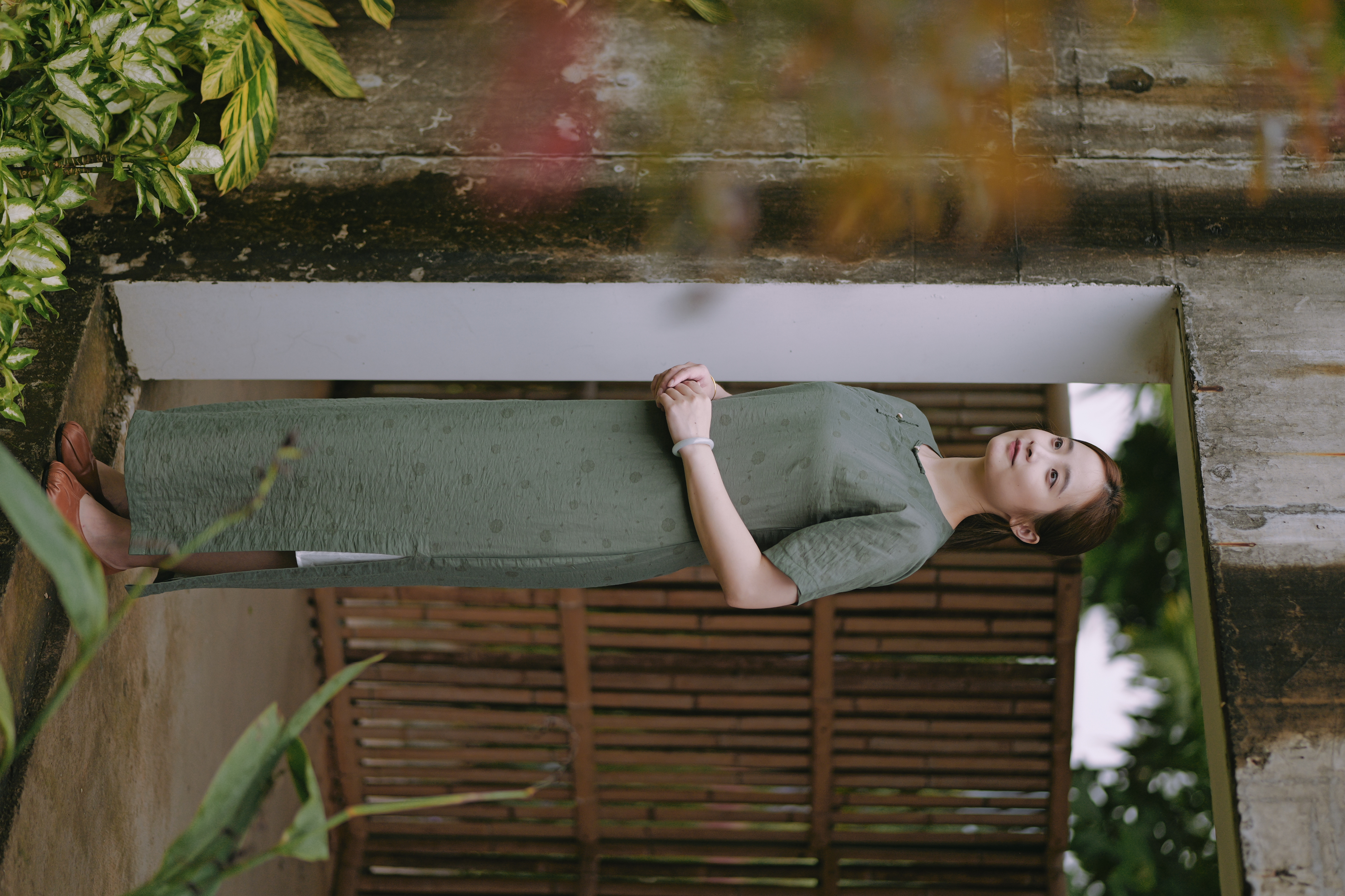 圆领插肩袖旗袍Q1066