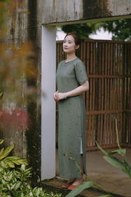 圆领插肩袖旗袍Q1066