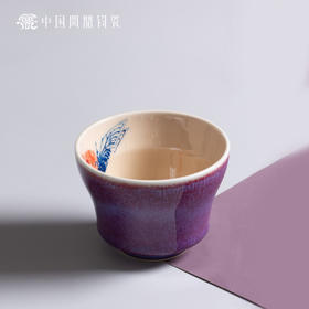 问鼎钧瓷鹅黄青花馥郁杯（蜻蜓戏蝉）