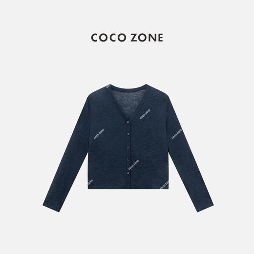 COCO ZONE 100亚麻薄款V领针织开衫长袖上衣CC1B1537 商品图0