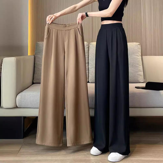 200斤大码西装裤春秋高腰垂感阔腿裤新款夏季薄款休闲窄版直筒女 商品图0