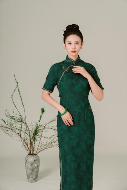 荷言HEYEN 晴桑 真丝花罗全开襟桂花盘扣全手工旗袍高级定制 商品图0