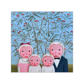 杨媛媛版画《全家福-凤凰木》99版