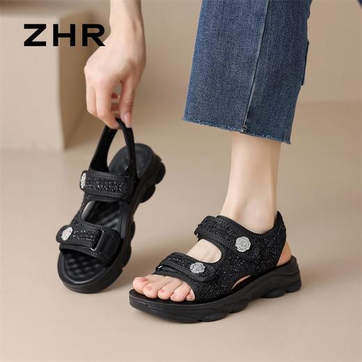 ZHR则则山茶风运动凉鞋女甜酷厚底空气凉鞋外出百搭ins沙滩鞋小众 商品图5
