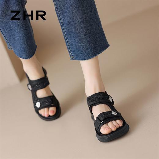 ZHR则则山茶风运动凉鞋女甜酷厚底空气凉鞋外出百搭ins沙滩鞋小众 商品图6