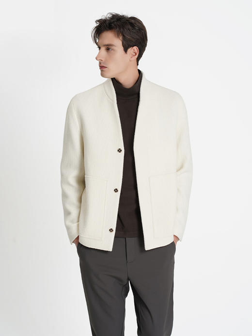 callisto高智系列白色绵羊毛混纺外套 商品图3