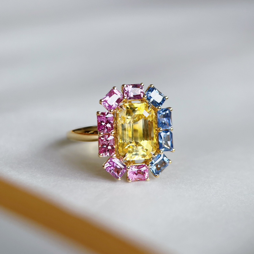 BY EVITA系列 18K镶彩色蓝宝石 戒指