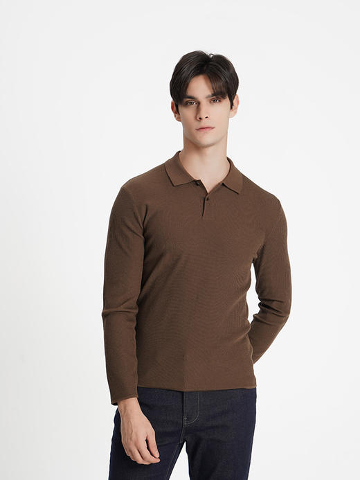 callisto咖啡色绵羊毛混纺长袖毛衣 商品图2