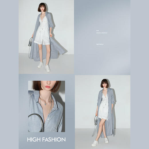 【限时秒杀】COCOBELLA文艺风简约长袖连衣裙女秋气质通勤两穿外套FR0048 商品图3