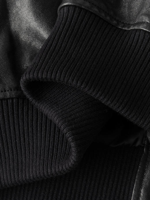 COCO ZONE 复古撞色立领皮衣外套气质单排扣上衣CC2C1288 商品图9