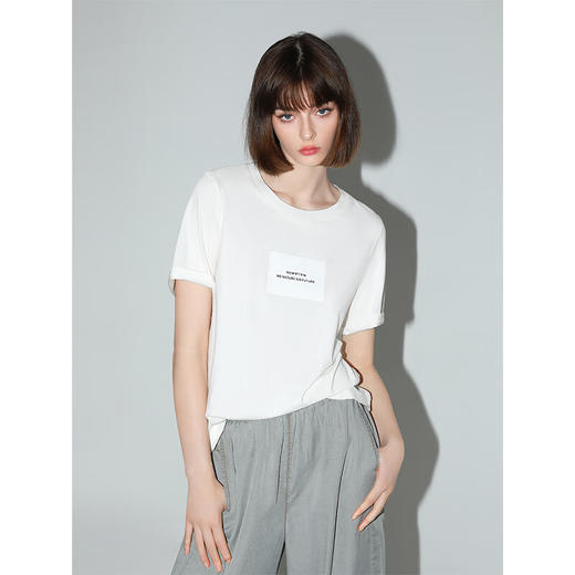 COCOBELLA凉感舒适冰氧吧T恤女印花休闲字母短袖TS536 商品图3