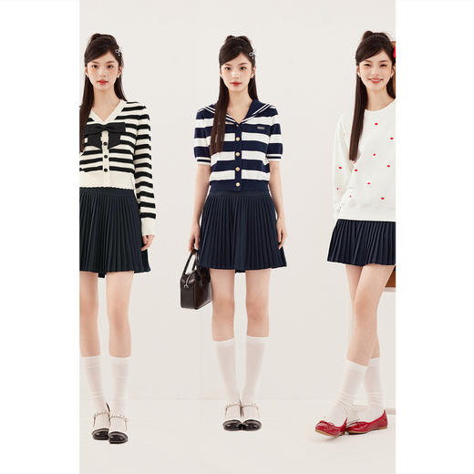 【严选】诗凡黎学院风高腰风琴式百褶短裙2024秋新款小个子甜酷风百搭裙子7F7340061 商品图1