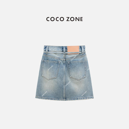 COCO ZONE 100棉夏季绑带牛仔短裙显瘦A字裙CC1B1377 商品图1