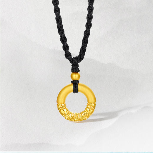 周六福黄金项链祥云定价精致颈饰节日礼物3D硬金吊坠送女友 商品图2