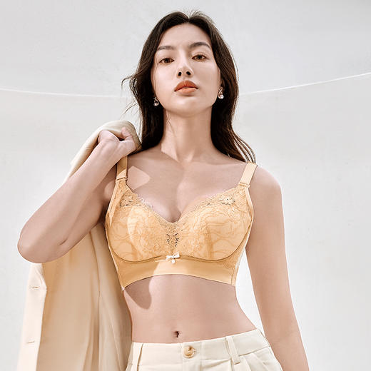 都市丽人内衣聚拢升杯常规文胸蕾丝B:中厚C:薄文胸3/4杯四排扣无钢圈YBT5D5 商品图3