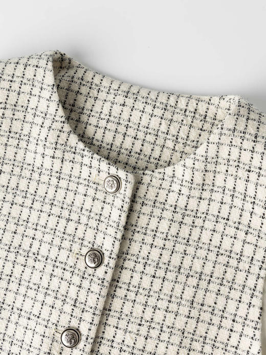 COCO ZONE 小香风圆领背心马甲时尚格纹无袖上衣CC1C1649 商品图5