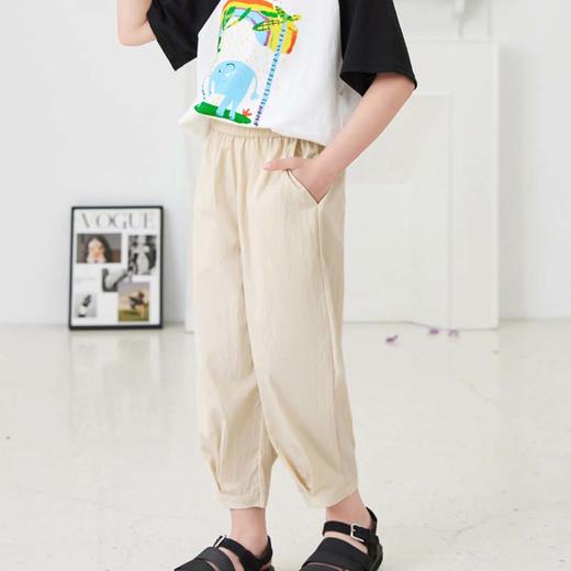 夏季爆品！6色凉感垂坠清凉透气亲子款VV花苞裤 “梨形身材”真命天裤 简约纯色高腰压褶休闲裤凉感降温 “行走的小空调” 森系儿童花苞裤_ZSY 商品图3