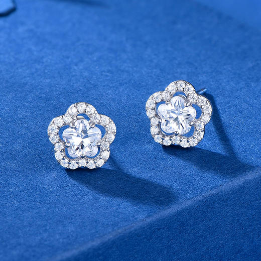 卡蒂罗/KADER 冰晶花语耳钉 925银满镶锆石甜蜜饰爱五瓣花璀璨吸睛设计轻奢耳饰 甜美时尚高级感配饰 礼品周年礼盒 商品图2