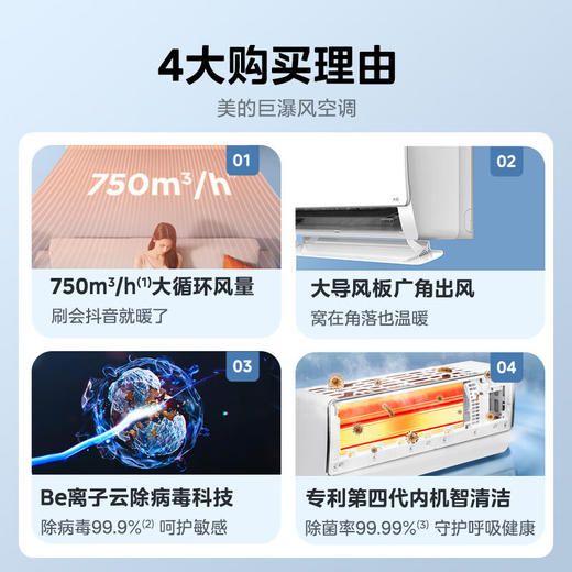 【美的(Midea)空调KFR-35GW C1-1】 美的(Midea)空调挂机 1.5匹 新一级能效智能变频冷暖壁挂式空调 商品图1