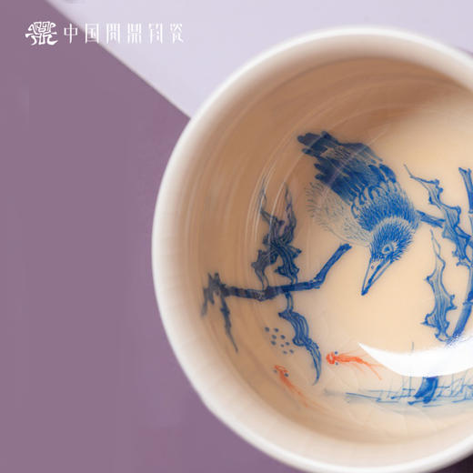 问鼎钧瓷鹅黄青花晖盈杯（芦苇鹭鸶） 商品图4