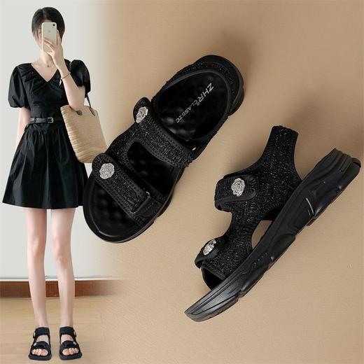 ZHR则则山茶风运动凉鞋女甜酷厚底空气凉鞋外出百搭ins沙滩鞋小众 商品图0