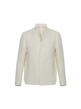 callisto高智系列白色绵羊毛混纺外套