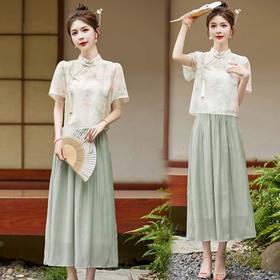 新中式复古国风，改良气质两件套HR-BBL2385