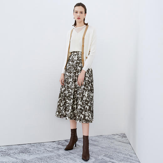 EITIE爱特爱秋季新款显瘦百搭气质印花高腰a字时尚通勤半身裙7506207 商品图3