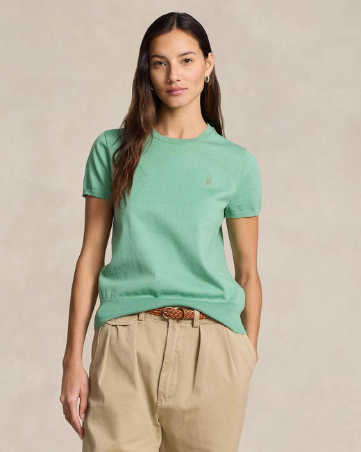 小马标  2024秋季新款 女士 经典纯色 棉混纺圆领短袖针织衫毛衣 9色 PT-1170 商品图12