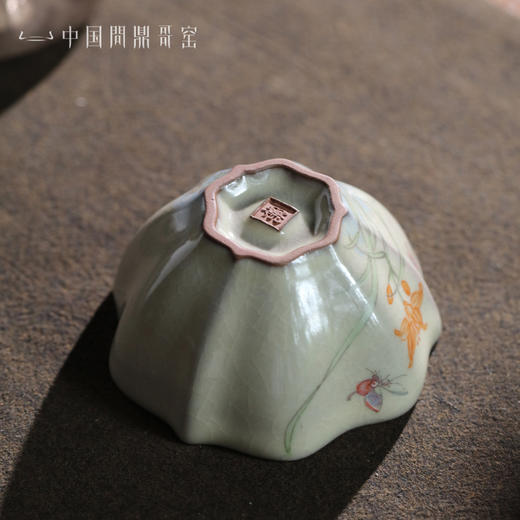 问鼎哥窑牛角款三叶杯（海棠蝴蝶）（缺货） 商品图4