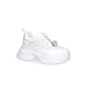 豪麟名鞋奥莱迪嘉女鞋时尚老爹鞋织物+牛皮革DJJGA42WX002白色  原价1960元