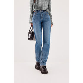 【严选】【雪醋酸凉感裤】诗凡黎高腰水洗阔腿牛仔裤2024夏新款小个子长裤7F7150131