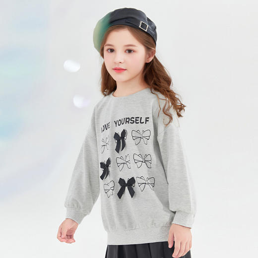 笛莎Deesha 女童卫衣2024秋季新款圆领宽松卫衣 商品图1